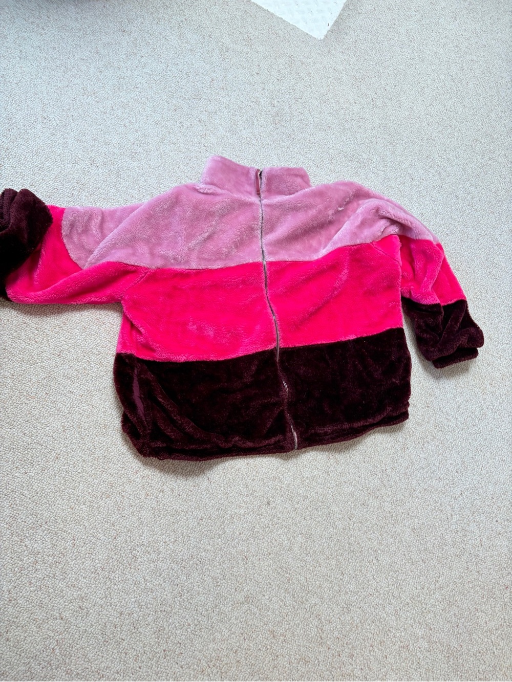UGG Faux Fur Colorblock Teddy Jacket - Light Pink, Hot Pink & Dark Burgundy
